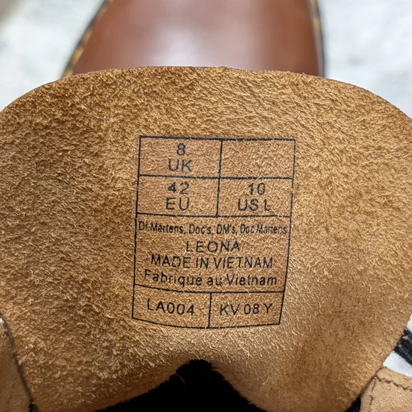 Dr. Martens Leona Platform Heeled Boots in Saddle Tan - Size 10 - Picture 3 of 10